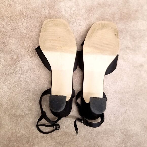 Diba East Womens Size 7.5 Black Fabric Ankle Strap Open Toe 3" Heels Sandals - Picture 10 of 11